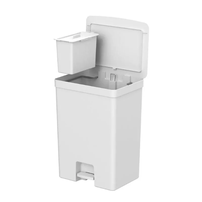 Lixeira Com Pedal Trium 46 L + 4 L Branco Ou