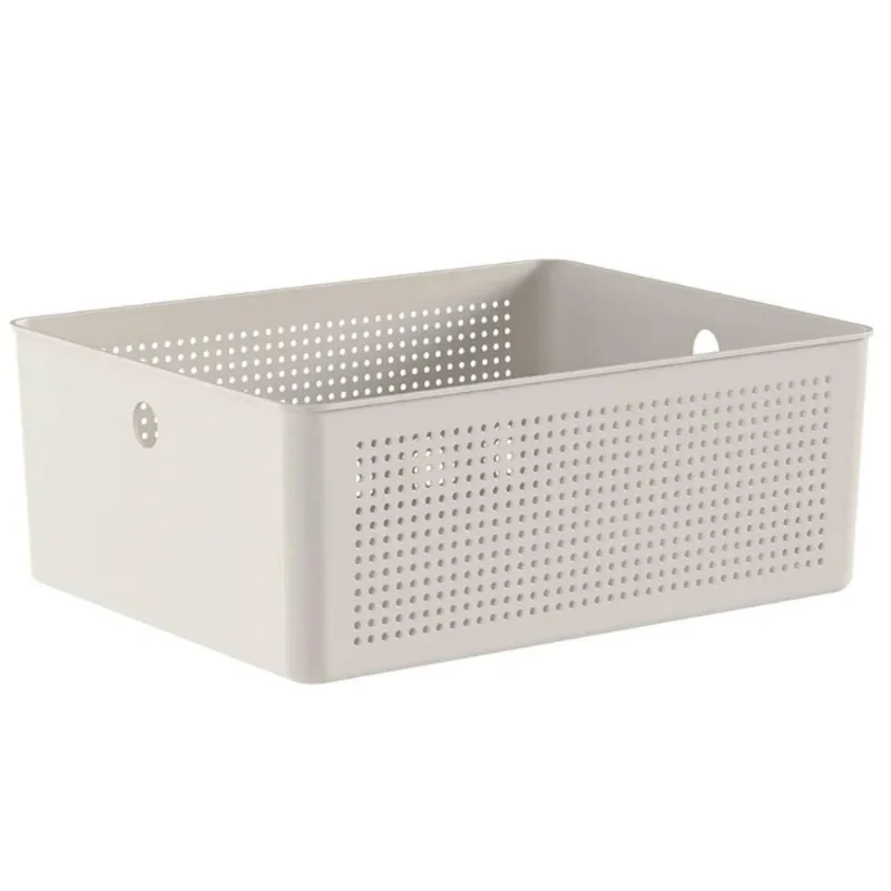 Cesto Organizador Multiuso Bege Flow 34x27x13cm Ou 12L Lavanderia Closet Banheiro