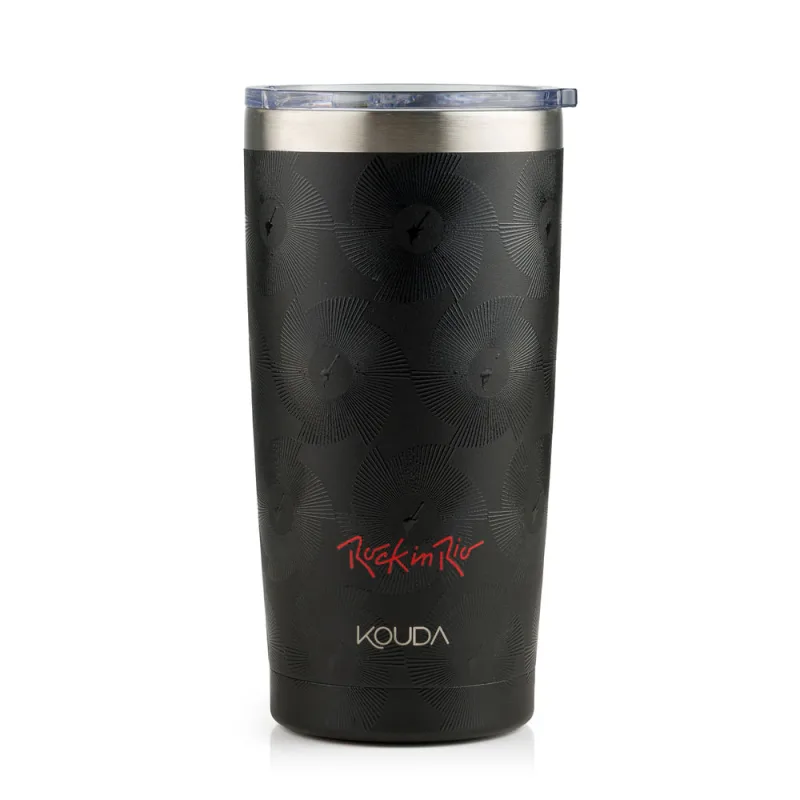 Copo Térmico Kouda Fractal Preto Rock In Rio 500ml - KOUDA - Conveniencia