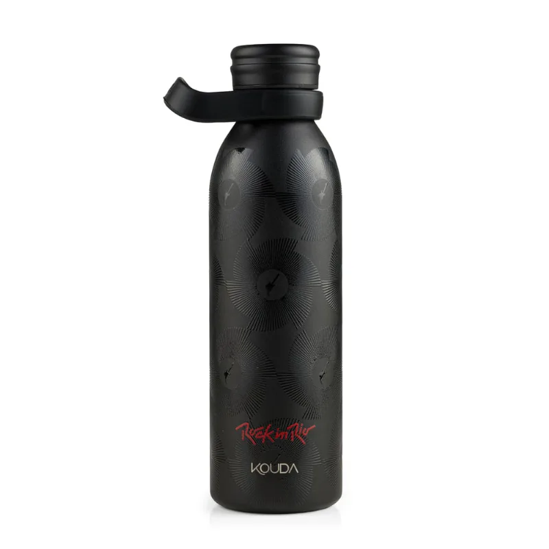 Garrafa Térmica Kouda Rock In Rio Krios Fractal cor Preta 600ml