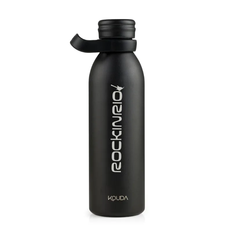 Garrafa Térmica Kouda Rock In Rio Krios Carioca cor Preta 600ml