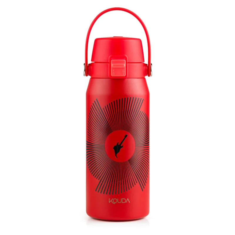 Garrafa Térmica Kouda Rock In Rio Vega cor Vermelha Fractal 500ml - KOUDA - Conveniencia