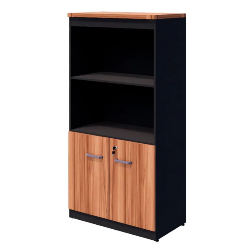 Armário de Escritório com Nichos Modern Design Yaris MDP 2 Portas Preto - Modern Design - Móveis