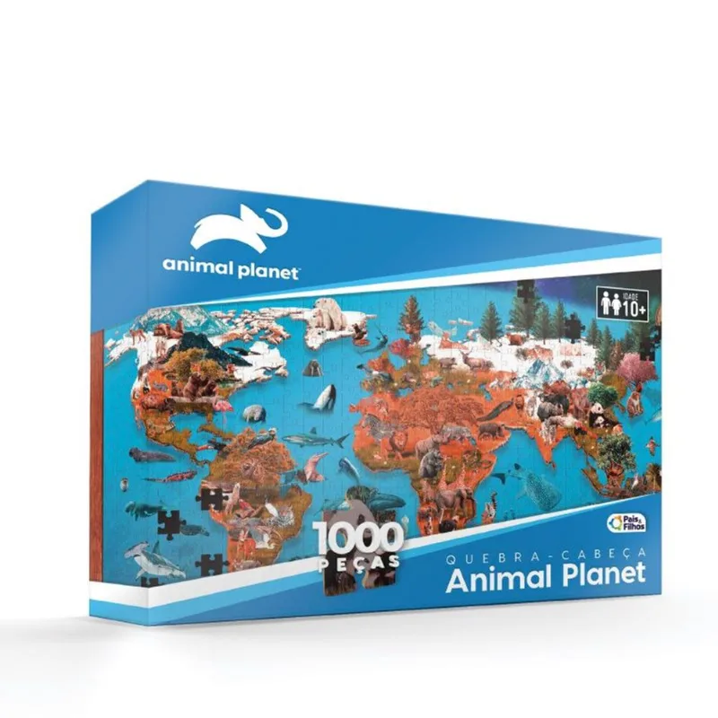 Quebra Cabeça Premium Animal Planet 1000 Peças Pais e Filhos