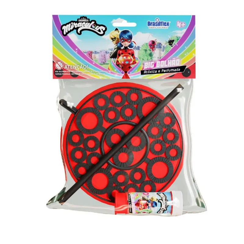Lança Bolhas De Sabão Big Bolhão Personagem Ladybug Com Refil