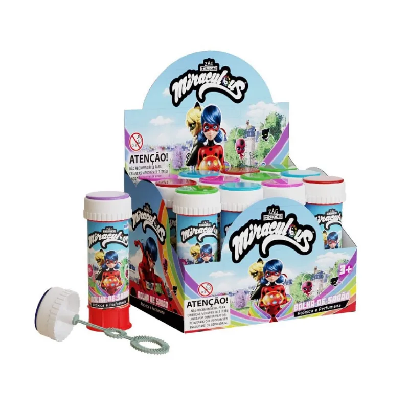 Bolha Sabão Personagem LadyBug Aventura Lembrancinha 1 Unidade