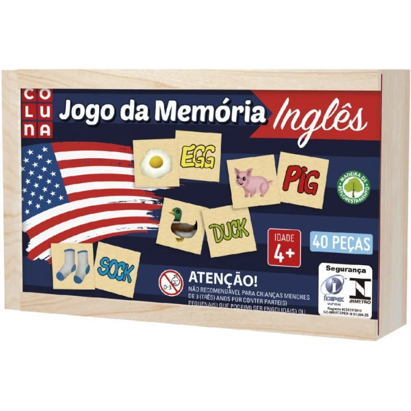 JOGO DA MEMORIA INGLES EM MADEIRA