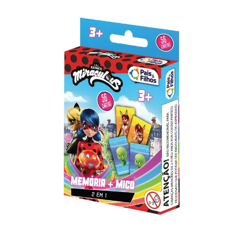 Jogo do Mico e Memória 2 em 1 - Miraculous - Pais & Filhos