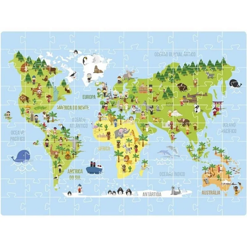 Quebra-Cabeça Cartonado Mundi 100 Peças Mapa-Múndi Coluna - Coluna