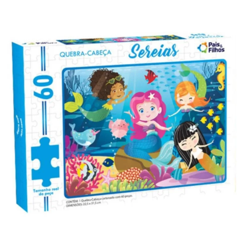 Quebra-Cabeça Sereias 60 peças 791663 Pais e Filhos - Pais e Filhos - Brinquedos