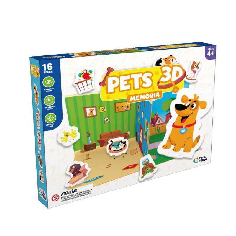 Jogo Memoria Pets 3D 792405 - Pais E Filhos