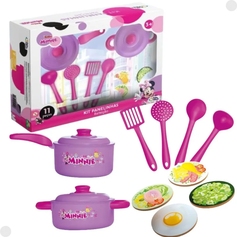 Kit Panelinhas Refeição Minnie com Utensílios 11 Peças 792430 - Pais e Filhos