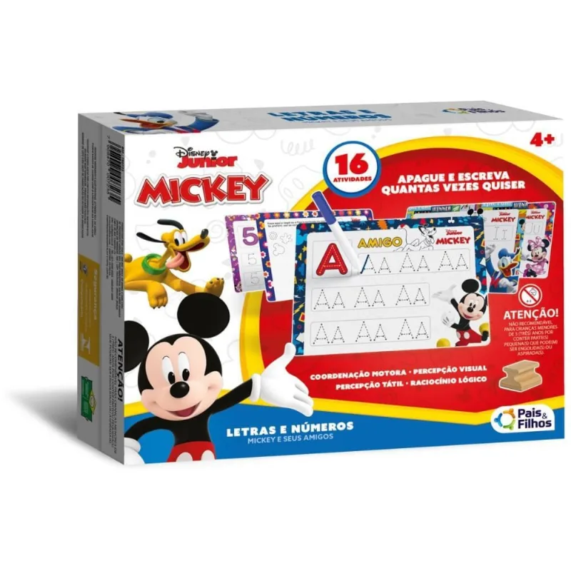 Brinquedo Pedagogico Mickey Letras e Numeros 16ATIV