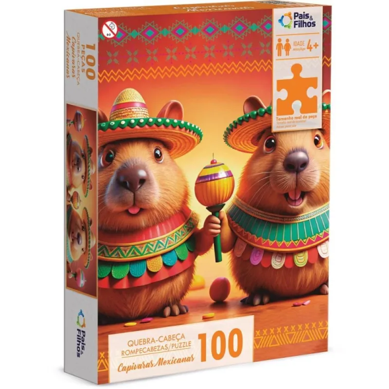 QUEBRA-CABECA Cartonado Capivaras Mexicanas 100 Pecas - Pais E Filhos - Brinquedos