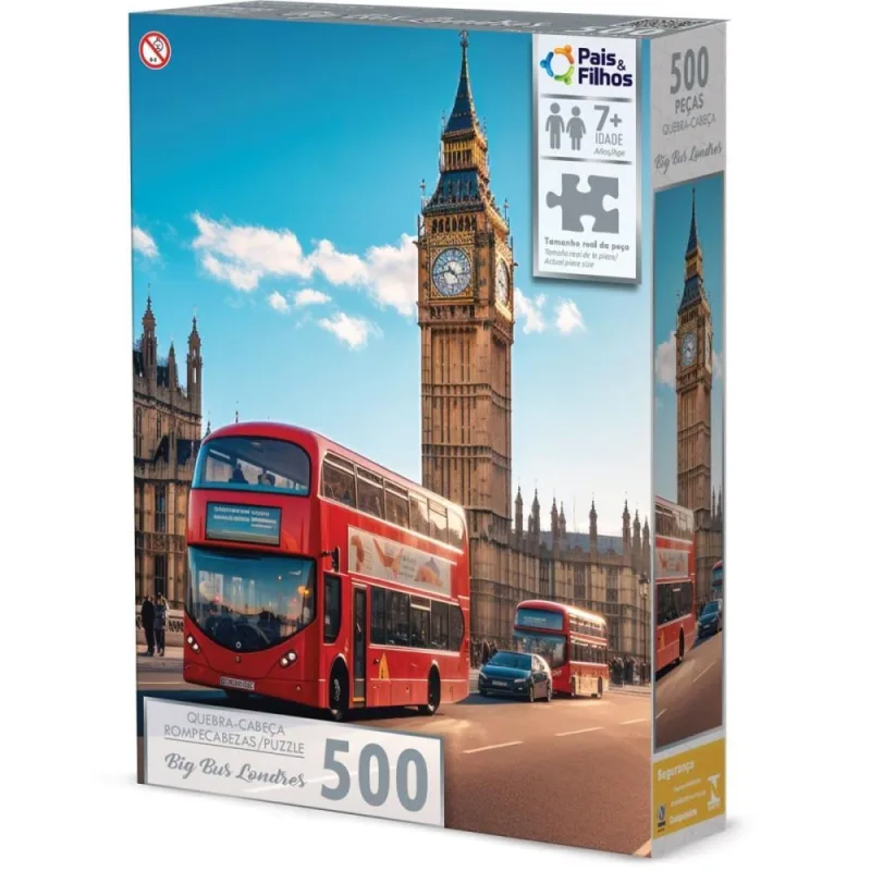 QUEBRA-CABECA Cartonado BIG BUS Londres 500 Pecas - Pais E Filhos - Brinquedos