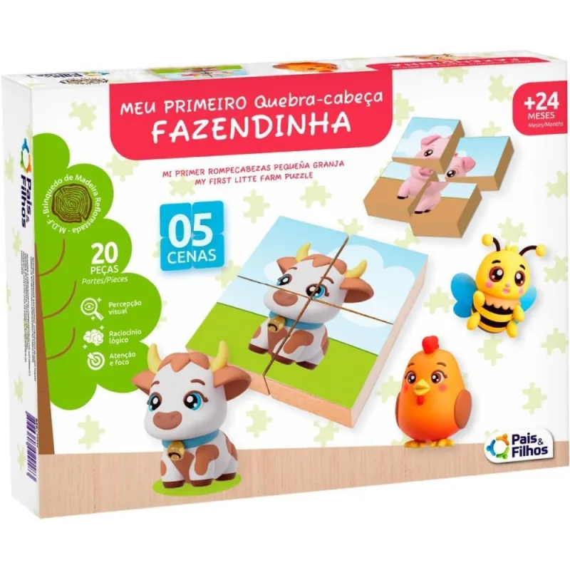 QUEBRA-CABECA Madeira Meu Primeiro Q.cabeca Fazendin - Pais E Filhos