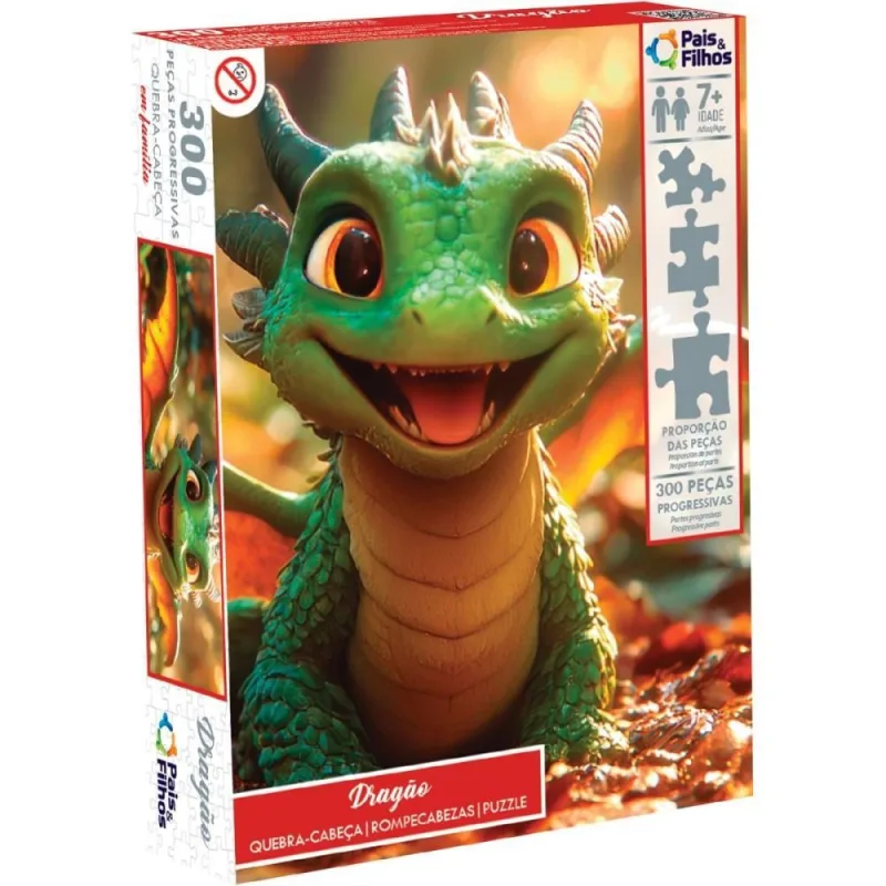 QUEBRA-CABECA Cartonado Dragao 300 Pecas - Pais E Filhos - Brinquedos