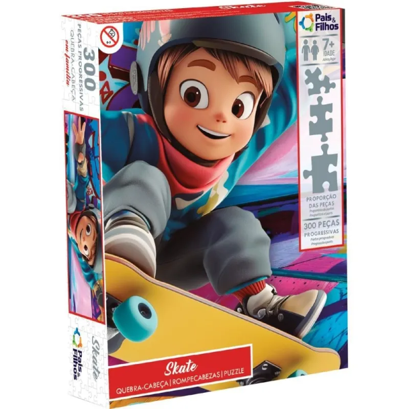 QUEBRA-CABECA Cartonado Skate 300 Pecas - Pais E Filhos - Brinquedos