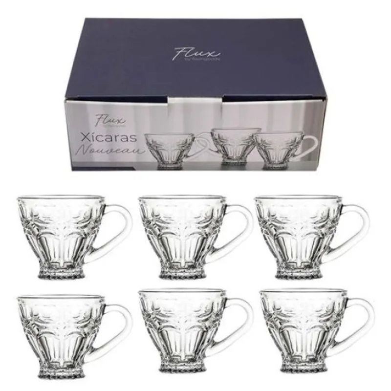 Jogo de Xícara Flashgoods Vidro F0182 150ml Com 6 Unid - Flashgoods