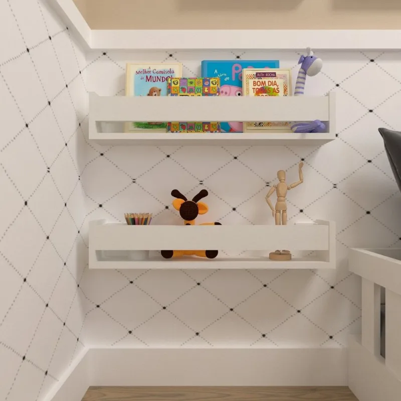 Kit Infantil com 2 Prateleiras para Livros e Decoração Branco Branco