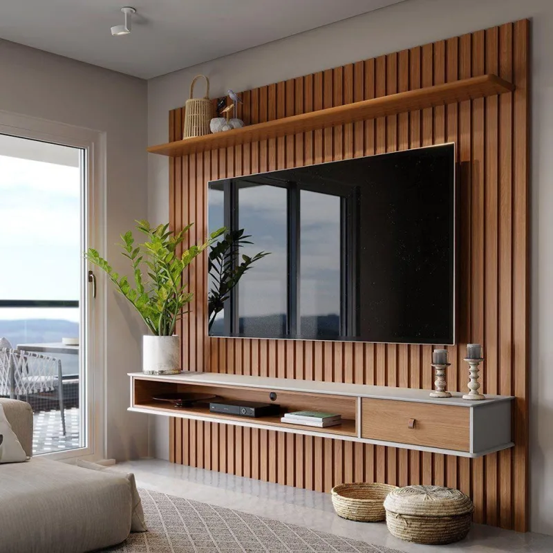 Home Detroit 238CM MDF Off White com Suporte TV Tebarrot Móveis - OUTRAS - Tv E Vídeo