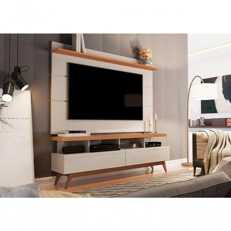 Painel e Rack Vivare Wood 1,6 para TV 160CM MDP Off White Giga - Giga