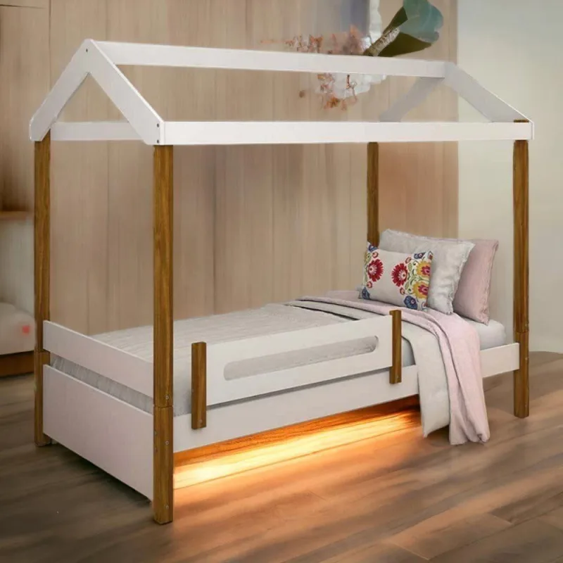 Cama Solteiro Elisa Infantil em Formato de Casa em MDF Branco - OUTRAS MARCAS - Móveis