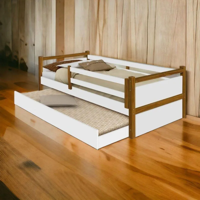 Cama Infantil Infant Diana com Cama Auxiliar e 2 Colchões Branco-mel Diana - OUTRAS MARCAS - Móveis