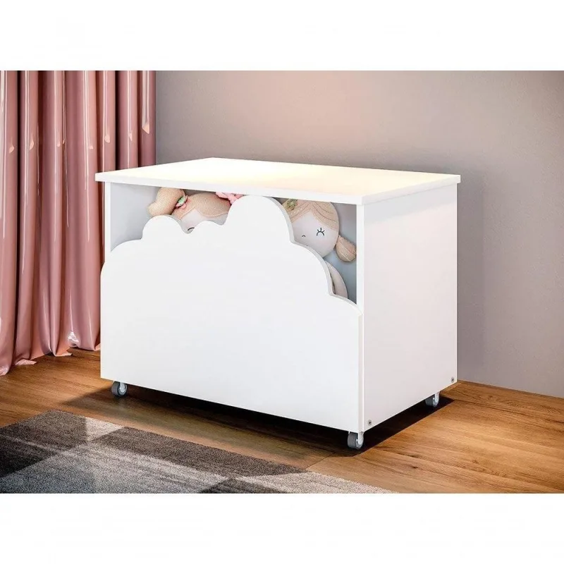 Baú de Brinquedos Nuvem Alegria Infantil em MDF Branco Divaloto Móveis - OUTRAS - Pet Shop