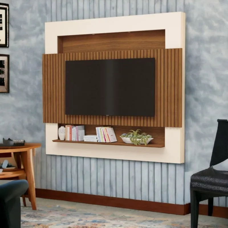 Painel para TV Riviera 75 Polegadas 217CM MDF Ripado Off White Luapa - Luapa Móveis - Móveis