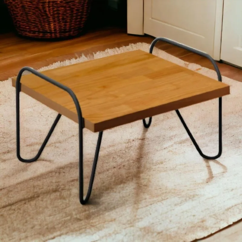 Mesa de Centro Gênova Retangular MDF com Aço Amadeirado Luapa Móveis - Luapa Móveis - Móveis