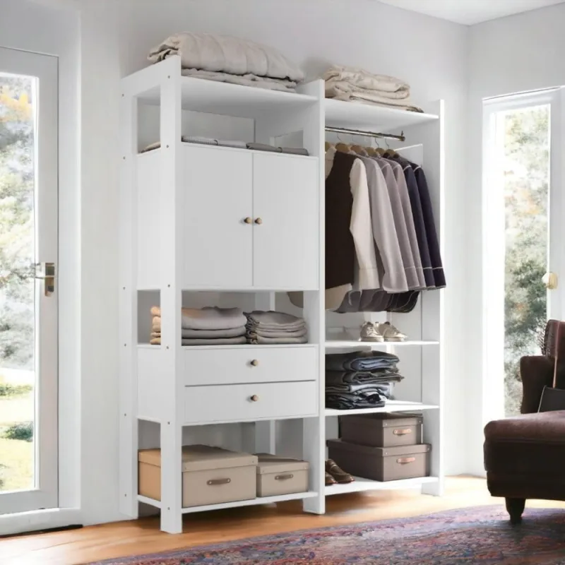 Closet Organizador Toronto 2 Gavetas Madeira 141cm Branco Luapa Móveis - Luapa Móveis