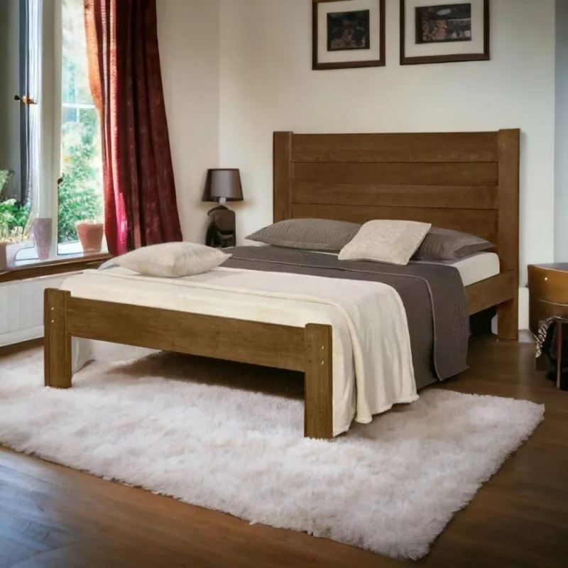 Cama Casal Lara Design Moderno MDF Marrom Atraente Móveis - Atraente Móveis