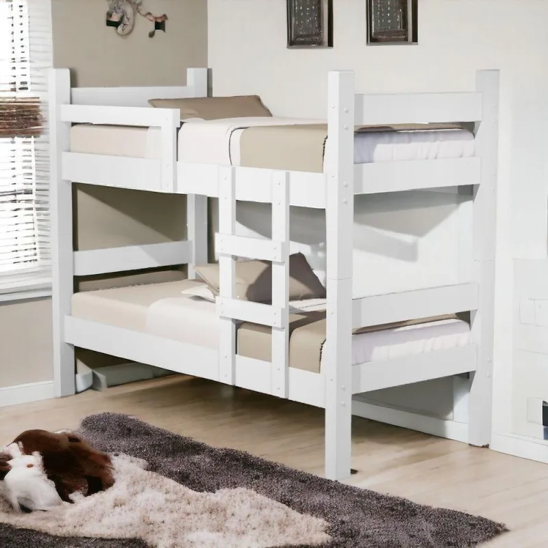 Beliche Solteiro Letícia com Colchões em MDF Branco Cambel Móveis - Cambel Moveis