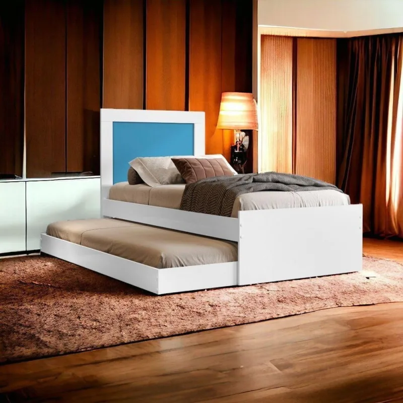 Cama Bibox Solteiro Luara com Aplique em Mdf Branco para Quarto Juvenil Cambel Móveis - Cambel Moveis