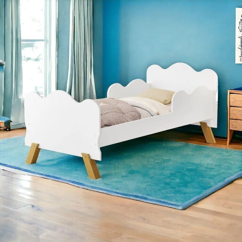 Cama Infantil Angel com Grade de Proteção Mdf Branco Cambel Móveis - Cambel Moveis