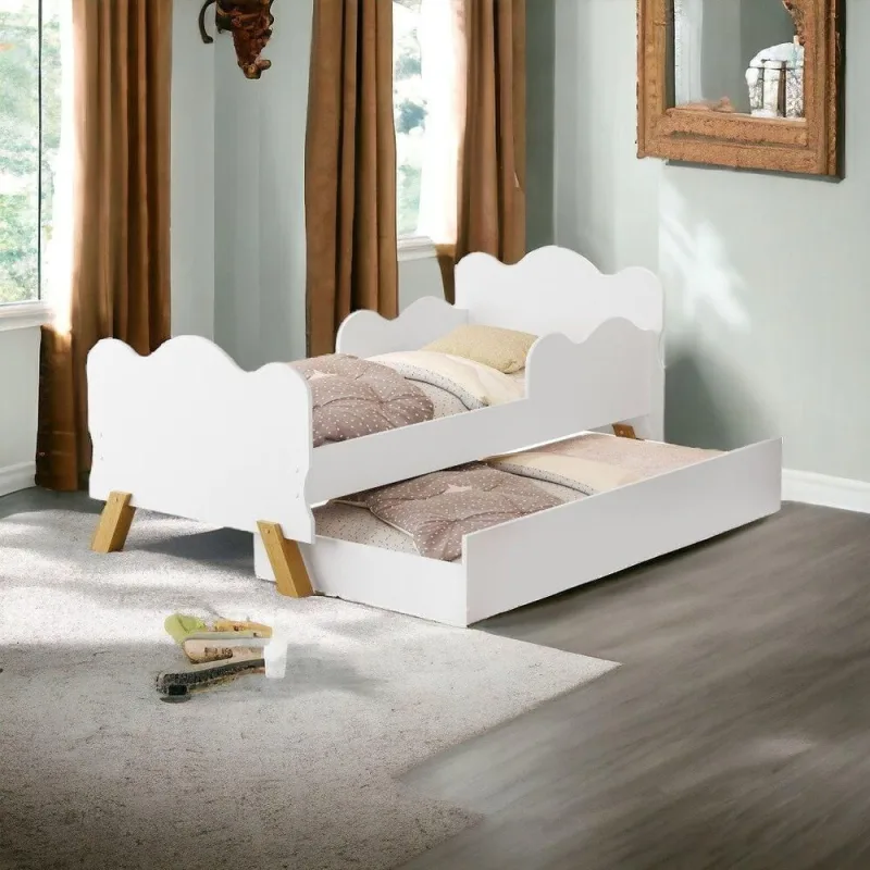 Cama Infantil Angel com Auxiliar Branco para Colchão 68x148 Cambel Móveis - Cambel Moveis