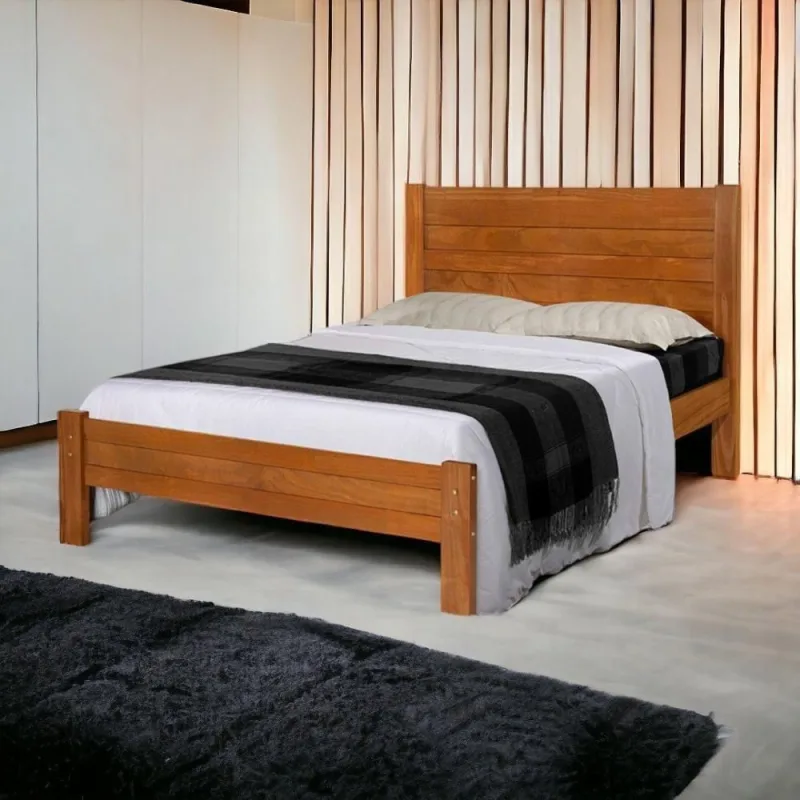 Cama Casal Lara MDF com Pés Fixos Café Atraente Móveis - Atraente Móveis - Mercado