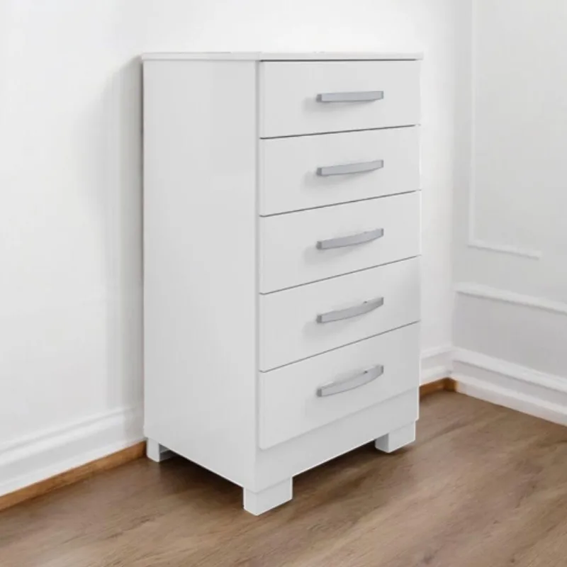 Cômoda Floratta 5 Gavetas em MDP Branco com Pés e Corrediças Telescópicas Floratta Joias
