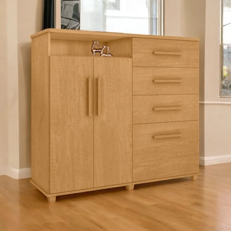 Cômoda Helena 4 Gavetas e 2 Portas Marrom para Quarto Naturalle - Naturalle