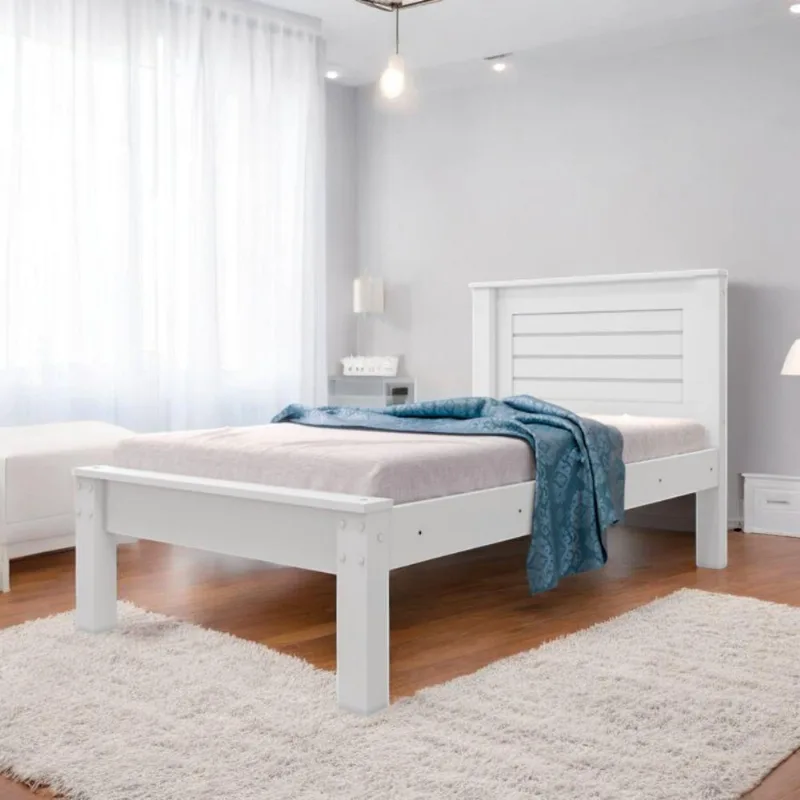 Cama Solteiro Luz com Colchão em MDF-MDP Branco Estilo Moderno Moderna
