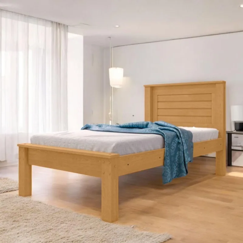 Cama Solteiro Luz Confortável e Moderna em MDF MDP Marrom Naturalle - Naturalle