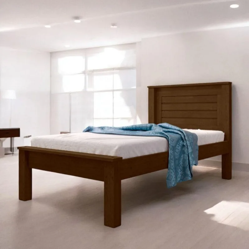 Cama Solteiro Luz Confortável e Moderna em MDF-MDP Marrom Malbec - Malbec - Móveis