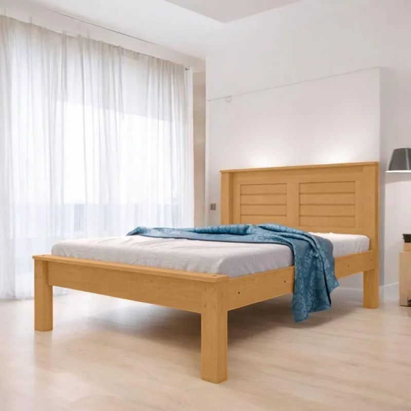 Cama Casal Luz Confortável e Moderna em MDF-MDP Marrom Naturalle - Naturalle