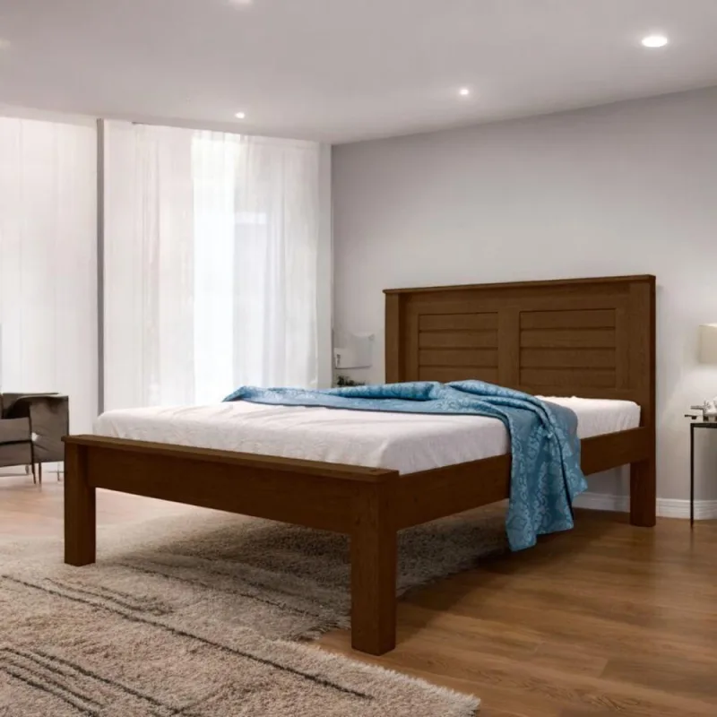 Cama Casal Luz Confortável e Moderna em MDF-MDP Marrom Malbec - Malbec
