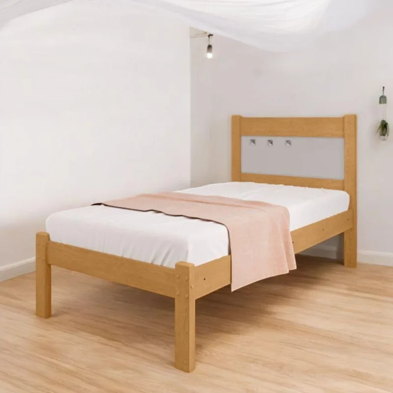 Cama Solteiro Berli com Colchão em MDF MDP Naturalle Marrom e Off White