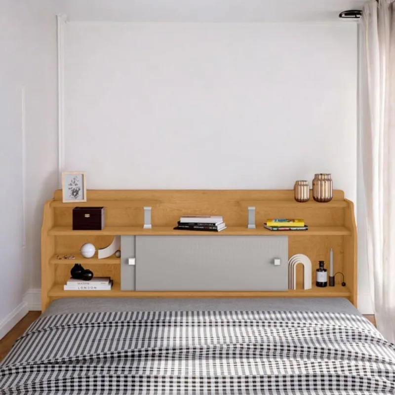 Cabeceira Queen Crystal com Portas Naturalle e Off White em MDF para Cama Queen - Crystal - Livros