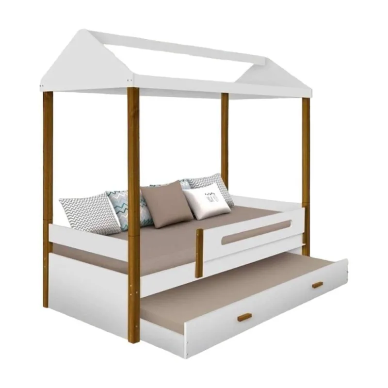 Cama Solteiro Sara com Auxiliar MDF Branca Movelaria Decor - OUTRAS