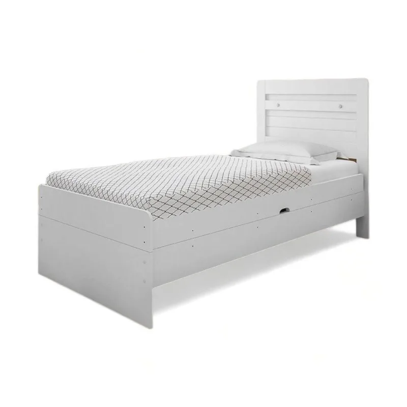 Cama Solteiro Larissa com Colchão Estrutura MDF MDP Branco Framar - Framar