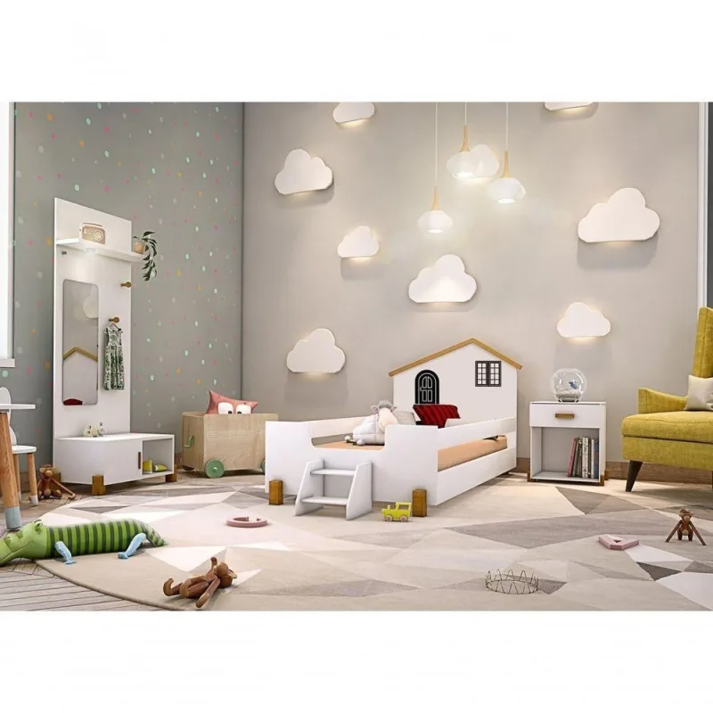 Cama Infantil Belíssima com Colchão em MDF Branco e Preto Divaloto Móveis - OUTRAS